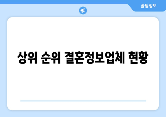 상위 순위 결혼정보업체 현황