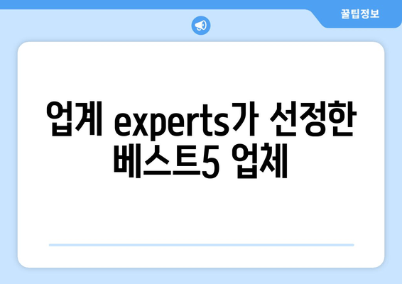 업계 experts가 선정한 베스트5 업체