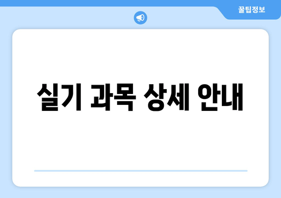 실기 과목 상세 안내