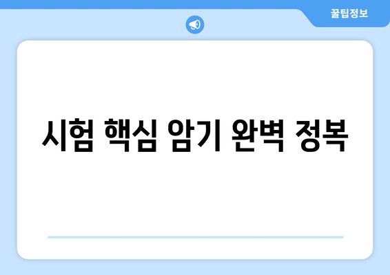 시험 핵심 암기 완벽 정복