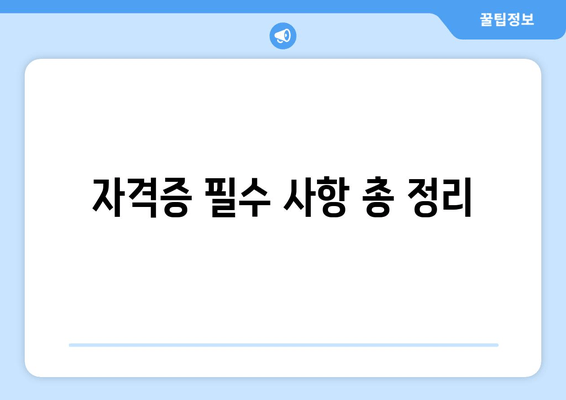 자격증 필수 사항 총 정리