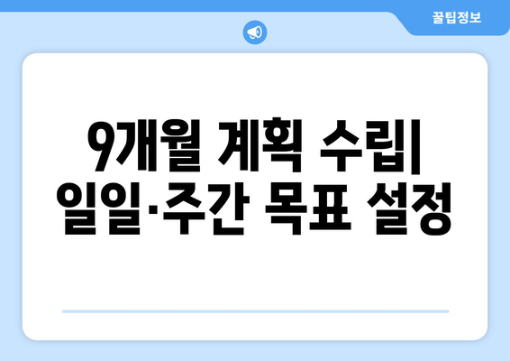 9개월 계획 수립| 일일·주간 목표 설정