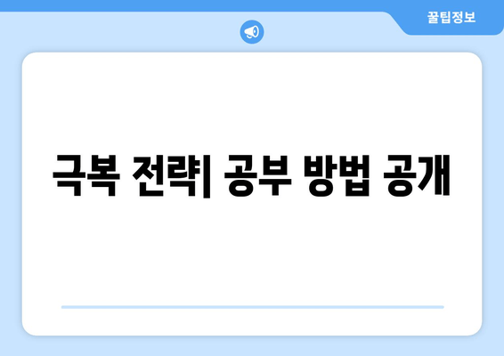 극복 전략| 공부 방법 공개