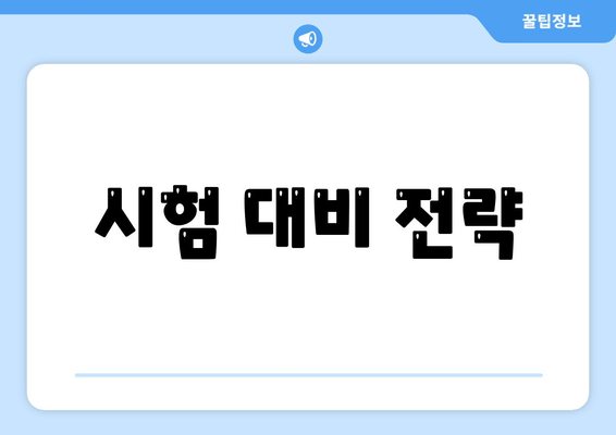 시험 대비 전략