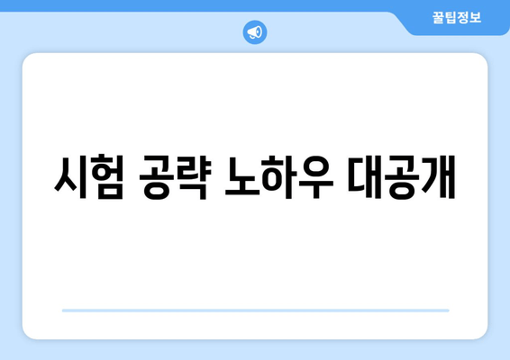 시험 공략 노하우 대공개