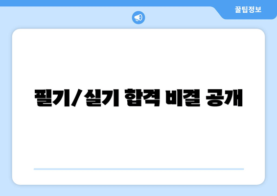 필기/실기 합격 비결 공개