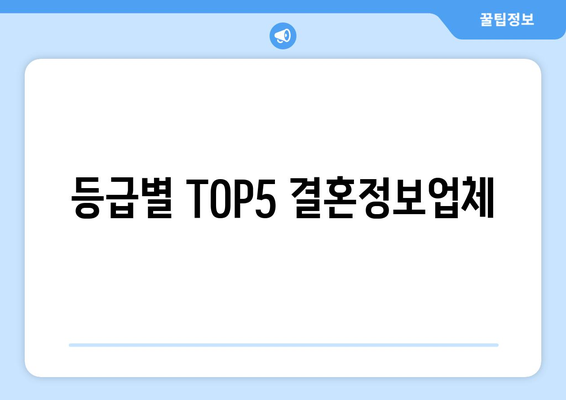 등급별 TOP5 결혼정보업체