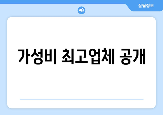 가성비 최고업체 공개