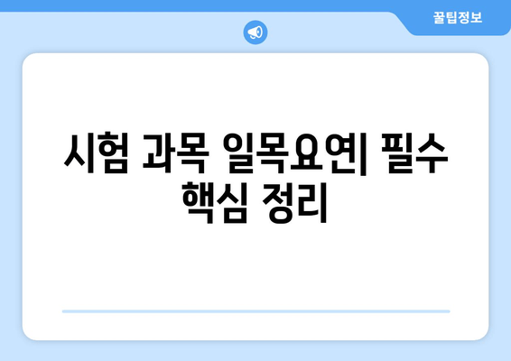 시험 과목 일목요연| 필수 핵심 정리