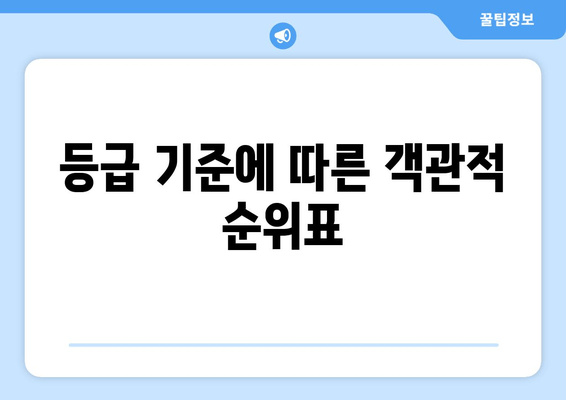 등급 기준에 따른 객관적 순위표