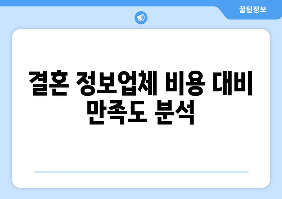 결혼 정보업체 비용 대비 만족도 분석
