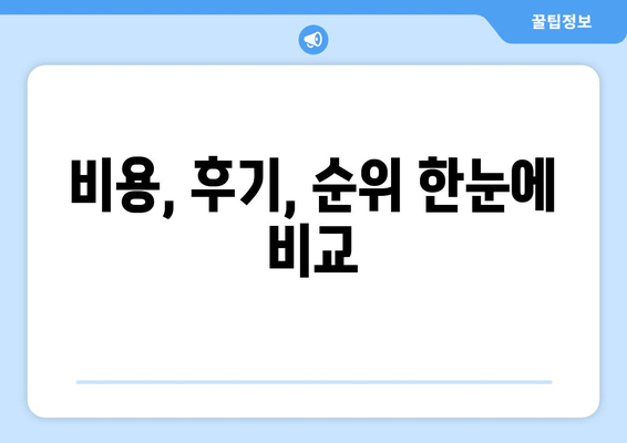 비용, 후기, 순위 한눈에 비교