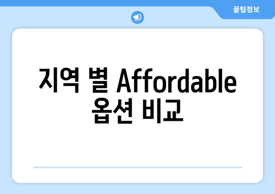 지역 별 Affordable 옵션 비교