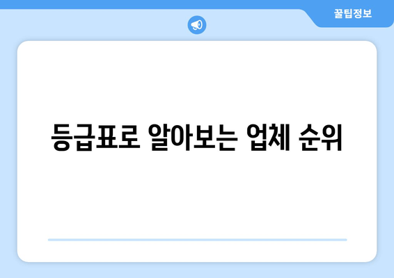 등급표로 알아보는 업체 순위