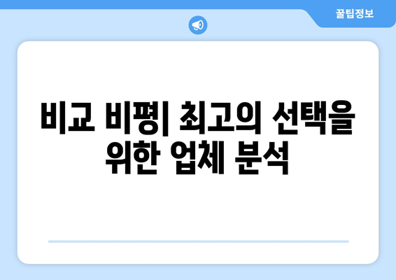 비교 비평| 최고의 선택을 위한 업체 분석