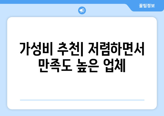 가성비 추천| 저렴하면서 만족도 높은 업체