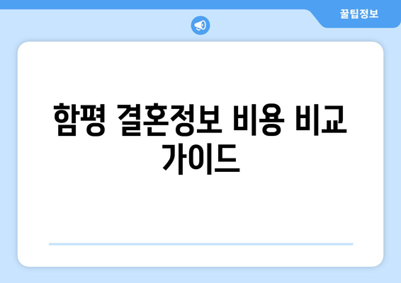 함평 결혼정보 비용 비교 가이드