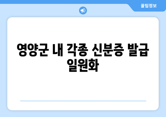 영양군 내 각종 신분증 발급 일원화