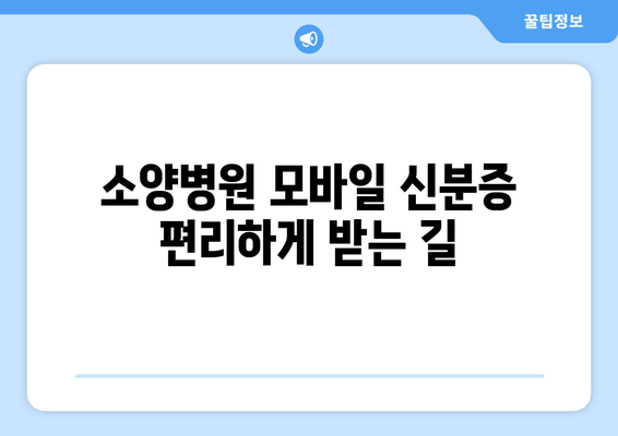 소양병원 모바일 신분증 편리하게 받는 길