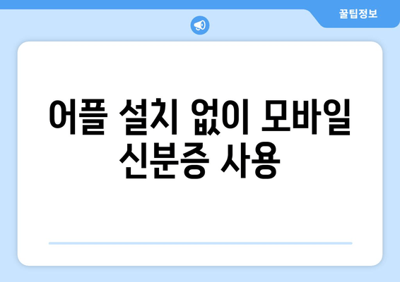 어플 설치 없이 모바일 신분증 사용