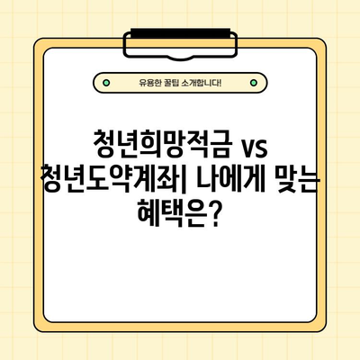 청년희망적금 vs 청년도약계좌, 조건 비교 & 꿀팁 정리 (중복 가입 No!) | 청년 지원 정책, 금융 상품, 목돈 마련