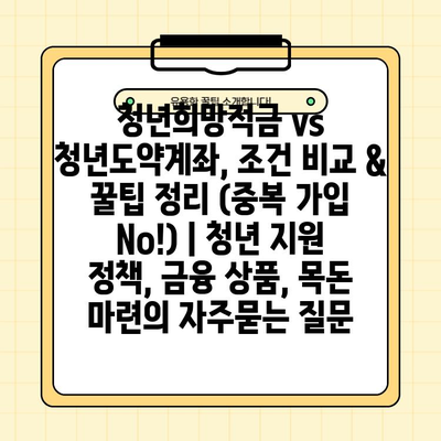 청년희망적금 vs 청년도약계좌, 조건 비교 & 꿀팁 정리 (중복 가입 No!) | 청년 지원 정책, 금융 상품, 목돈 마련