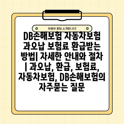 DB손해보험 자동차보험 과오납 보험료 환급받는 방법| 자세한 안내와 절차 | 과오납, 환급, 보험료, 자동차보험, DB손해보험