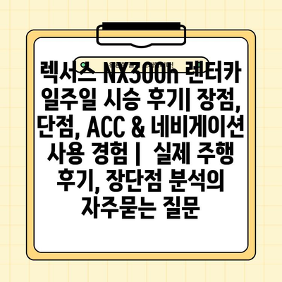 렉서스 NX300h 렌터카 일주일 시승 후기| 장점, 단점, ACC & 네비게이션 사용 경험 |  실제 주행 후기, 장단점 분석