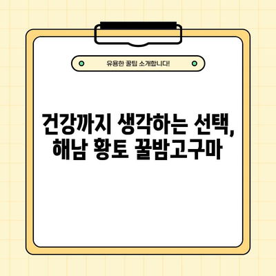 해남 황토 꿀밤고구마 5KG, 왜 좋을까? |  달콤함과 깊은 맛, 건강까지 생각하는 선택