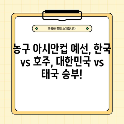 농구 아시안컵 예선 중계| 한국 vs 호주, 대한민국 vs 태국 경기 결과 & 하이라이트 | 2월 22일, 25일 경기 일정, FIBA 남자농구 조편성, 대표팀 명단