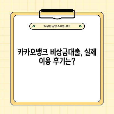 카카오뱅크 비상금대출, 조건부터 후기, 부결 사유까지 완벽 정리 | 비상금, 대출, 신용대출, 후기