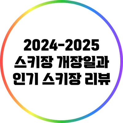 2024-2025 스키장 개장일과 인기 스키장 리뷰