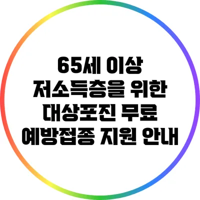 65세 이상 저소득층을 위한 대상포진 무료 예방접종 지원 안내