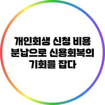 개인회생 신청 비용 분납으로 신용회복의 기회를 잡다