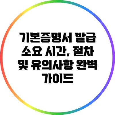 기본증명서 발급 소요 시간, 절차 및 유의사항 완벽 가이드