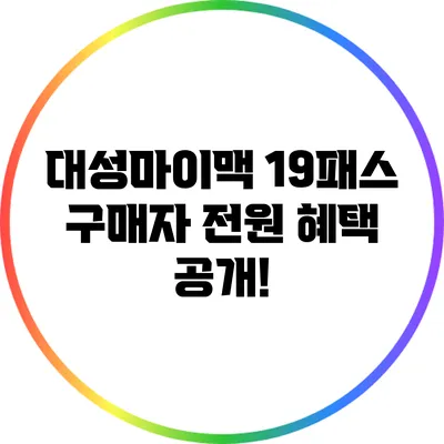 대성마이맥 19패스 구매자 전원 혜택 공개!