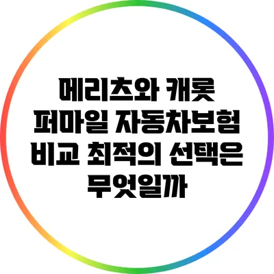 메리츠와 캐롯 퍼마일 자동차보험 비교: 최적의 선택은 무엇일까?