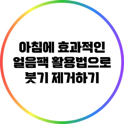 아침에 효과적인 얼음팩 활용법으로 붓기 제거하기