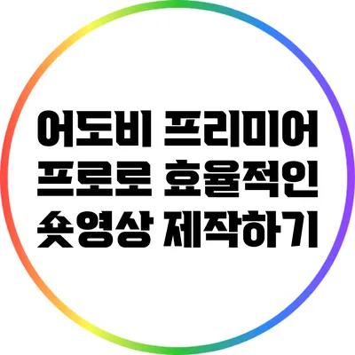 어도비 프리미어 프로로 효율적인 숏영상 제작하기
