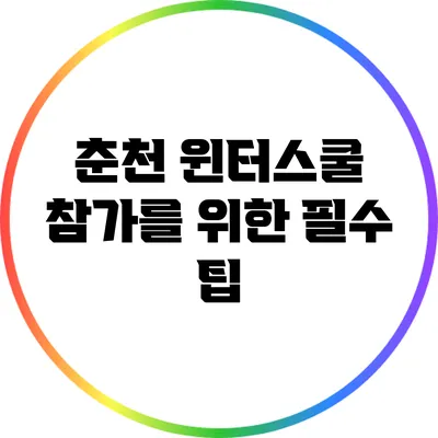춘천 윈터스쿨 참가를 위한 필수 팁
