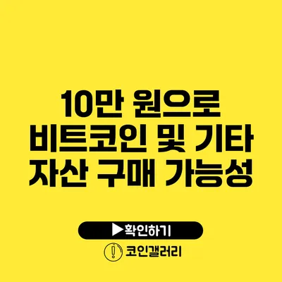10만 원으로 비트코인 및 기타 자산 구매 가능성