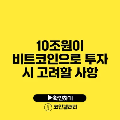 10조원이 비트코인으로? 투자 시 고려할 사항
