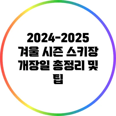 2024-2025 겨울 시즌 스키장 개장일 총정리 및 팁