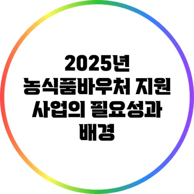2025년 농식품바우처 지원 사업의 필요성과 배경