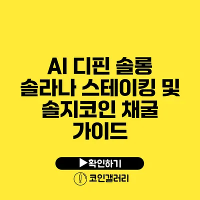 AI 디핀 솔롱: 솔라나 스테이킹 및 솔지코인 채굴 가이드