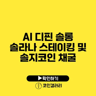 AI 디핀 솔롱: 솔라나 스테이킹 및 솔지코인 채굴