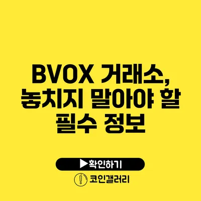 BVOX 거래소, 놓치지 말아야 할 필수 정보