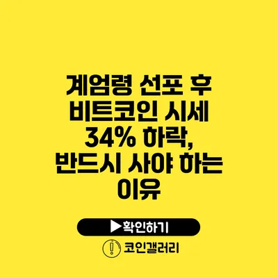 계엄령 선포 후 비트코인 시세 34% 하락, 반드시 사야 하는 이유