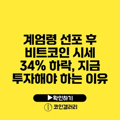 계엄령 선포 후 비트코인 시세 34% 하락, 지금 투자해야 하는 이유