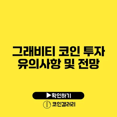 그래비티 코인 투자 유의사항 및 전망